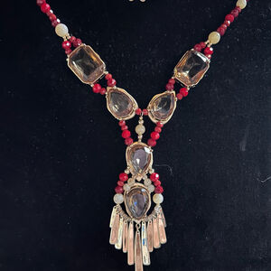 Women's Chico's Necklace Red and Gold